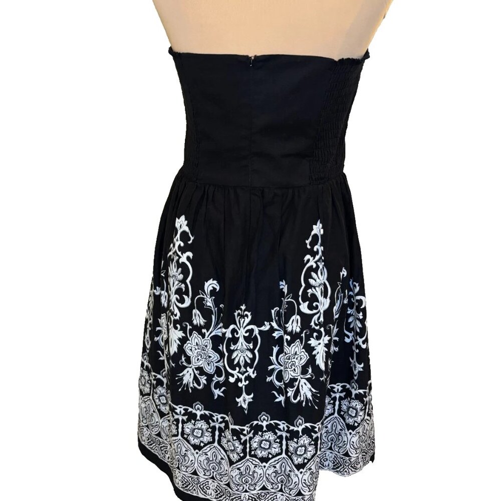 White House Black Market Strapless Midi Dress Size 8 Black & White Design #203 - Picture 2 of 9